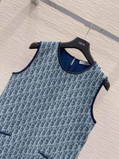 Dior Denim Monogram Dress in Blue and White