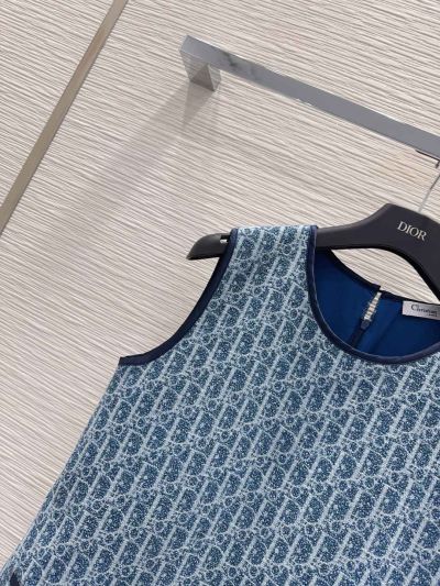 Dior Denim Monogram Dress in Blue and White
