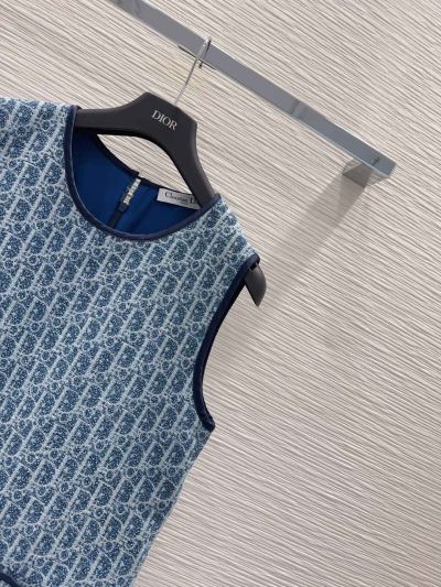 Dior Denim Monogram Dress in Blue and White