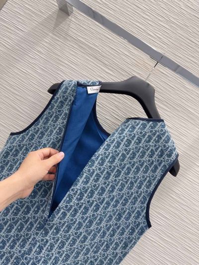 Dior Denim Monogram Dress in Blue and White