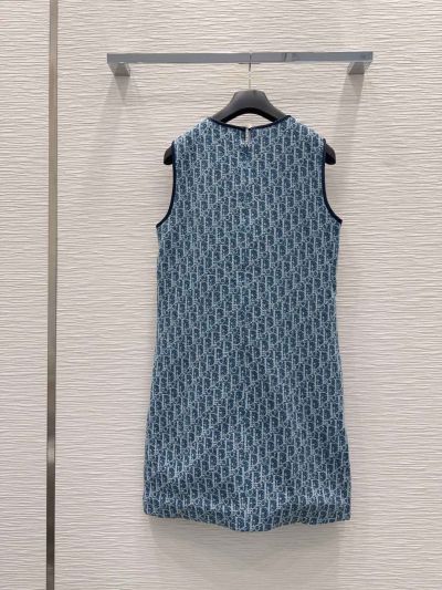 Dior Denim Monogram Dress in Blue and White