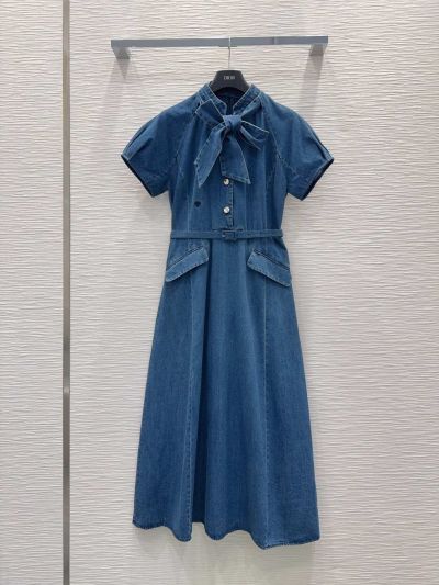 Dior Denim Short Sleeve Dress in Blue