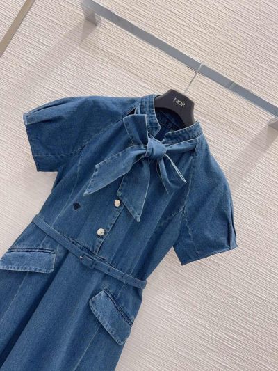 Dior Denim Short Sleeve Dress in Blue