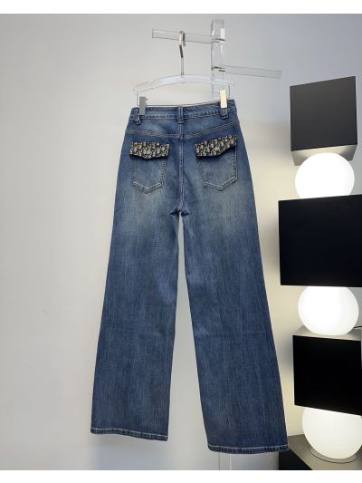 Dior Denim Wide-Leg Pants in Blue