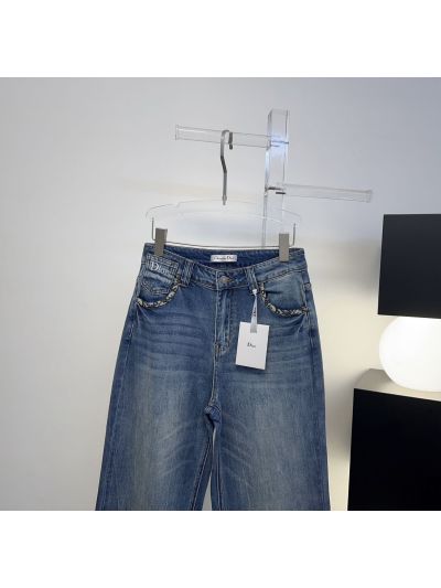 Dior Denim Wide-Leg Pants in Blue