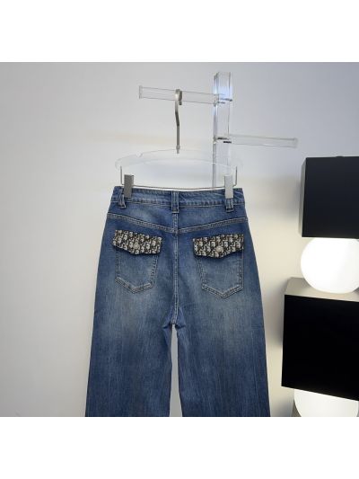 Dior Denim Wide-Leg Pants in Blue