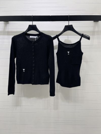 Dior Embroidered Button-Front Cardigan in Navy