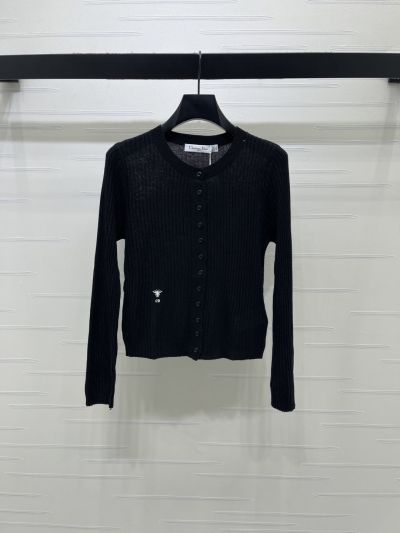 Dior Embroidered Button-Front Cardigan in Navy