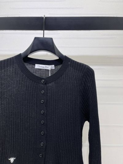 Dior Embroidered Button-Front Cardigan in Navy