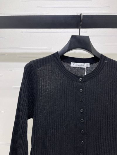 Dior Embroidered Button-Front Cardigan in Navy