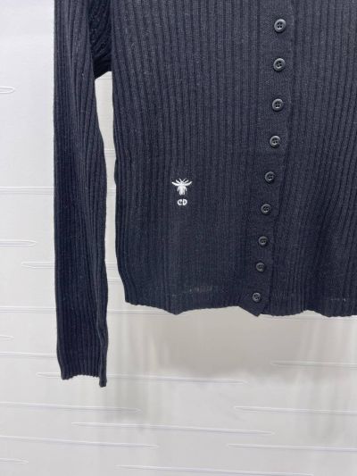 Dior Embroidered Button-Front Cardigan in Navy