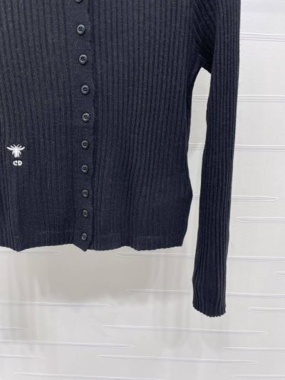 Dior Embroidered Button-Front Cardigan in Navy