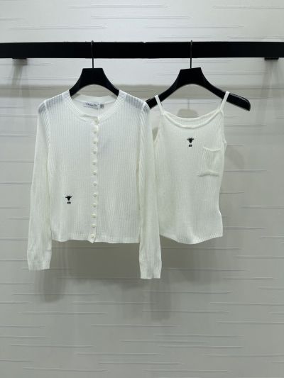 Dior Embroidered Button-Front Cardigan in White