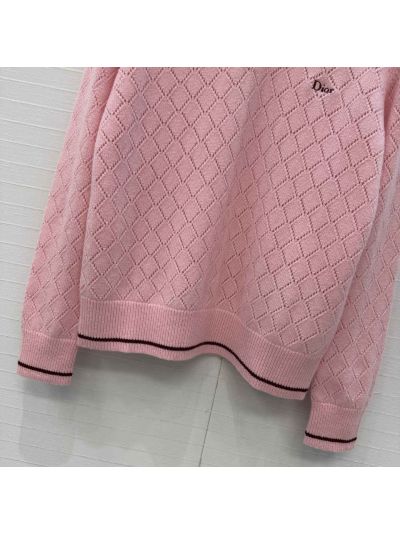 Dior Embroidered Cashmere Knit Top in Pink