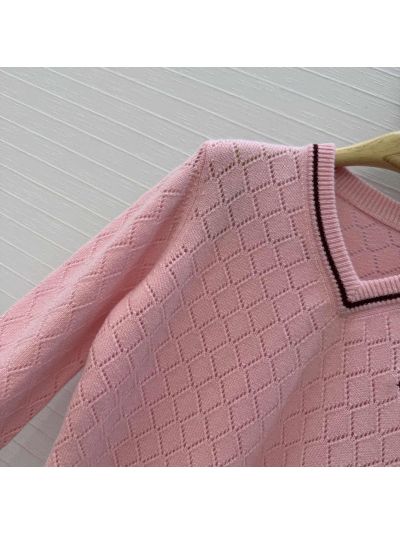 Dior Embroidered Cashmere Knit Top in Pink
