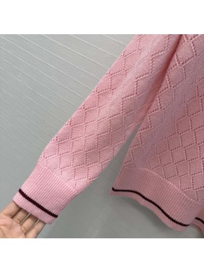 Dior Embroidered Cashmere Knit Top in Pink