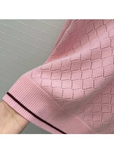 Dior Embroidered Cashmere Knit Top in Pink