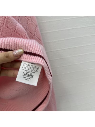 Dior Embroidered Cashmere Knit Top in Pink