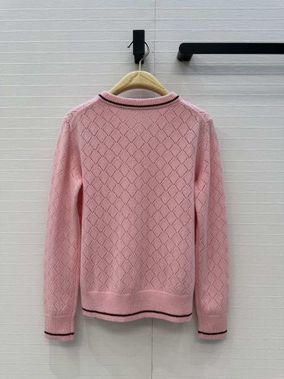 Dior Embroidered Cashmere Knit Top in Pink
