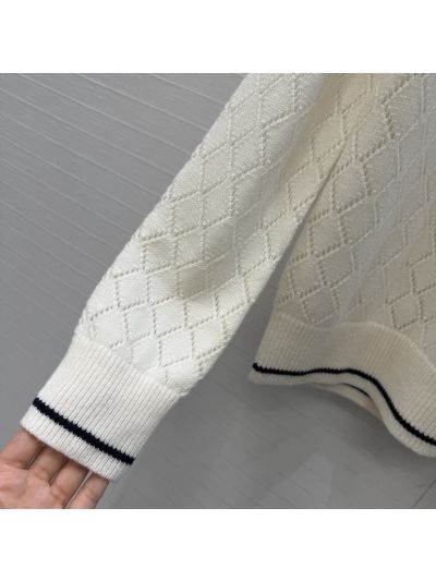 Dior Embroidered Cashmere Knit Top in White