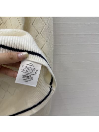 Dior Embroidered Cashmere Knit Top in White