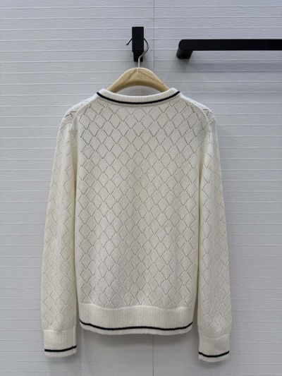 Dior Embroidered Cashmere Knit Top in White