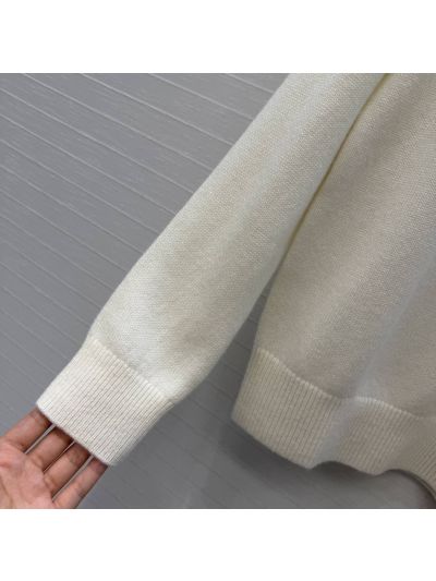 Dior Embroidered Cashmere Knit Top in White