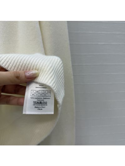 Dior Embroidered Cashmere Knit Top in White