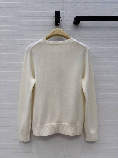 Dior Embroidered Cashmere Knit Top in White