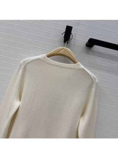 Dior Embroidered Cashmere Knit Top in White