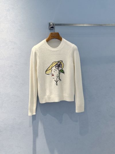Dior Embroidered Cashmere Sweater in White