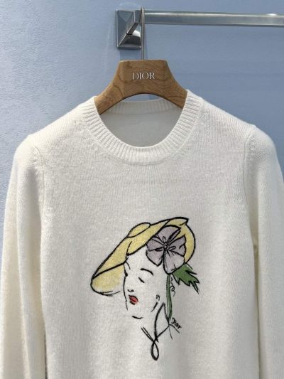 Dior Embroidered Cashmere Sweater in White