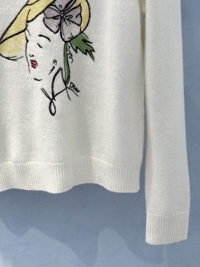 Dior Embroidered Cashmere Sweater in White