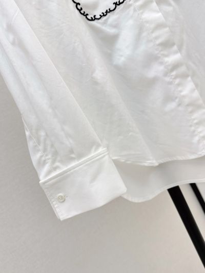 Dior Embroidered Contrast-Trim Shirt in White