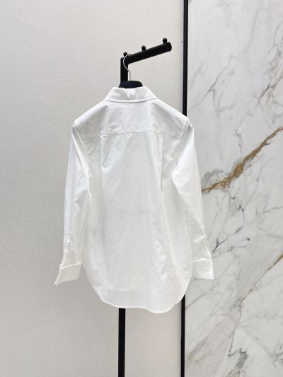 Dior Embroidered Contrast-Trim Shirt in White