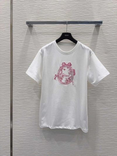 Dior Embroidered Crew Neck T-Shirt in White