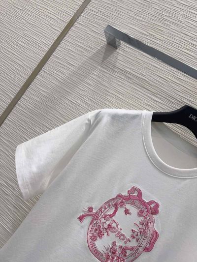 Dior Embroidered Crew Neck T-Shirt in White