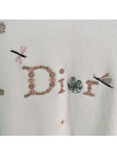 Dior Embroidered Floral Sweater in White