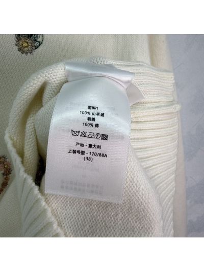 Dior Embroidered Floral Sweater in White