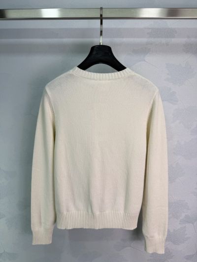 Dior Embroidered Floral Sweater in White