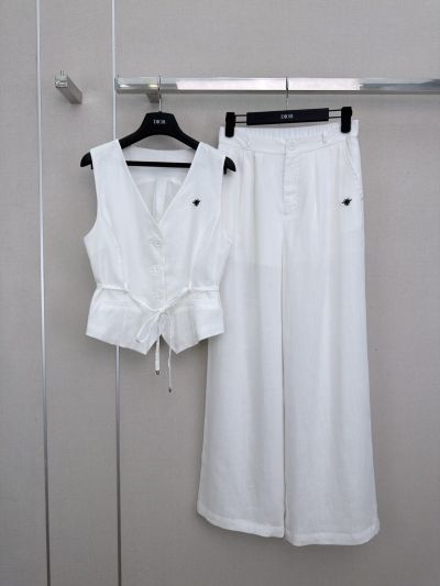 Dior Embroidered Linen Set in White