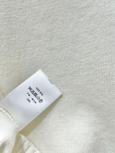 Dior Embroidered Long Sleeve Knit Top in White