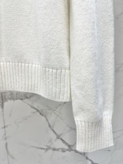 Dior Embroidered Long Sleeve Knit Top in White
