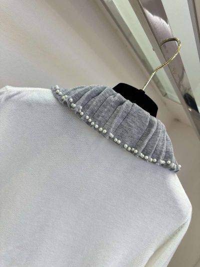 Dior Embroidered Pearl Knit Top in White