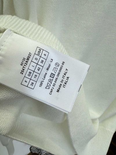 Dior Embroidered Pearl Knit Top in White