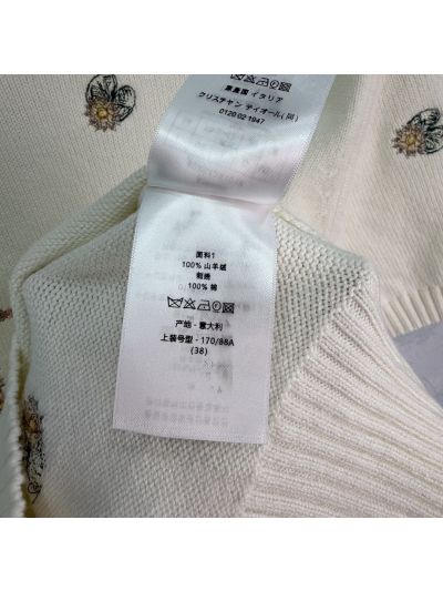 Dior Embroidered Short Sleeve Knit Top in White