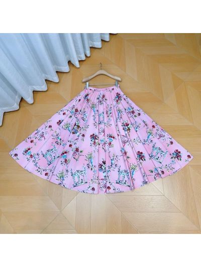 Dior Floral Pleated Skirt in Multicolor