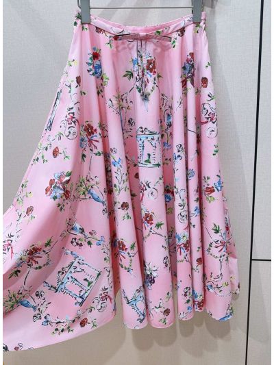 Dior Floral Pleated Skirt in Multicolor