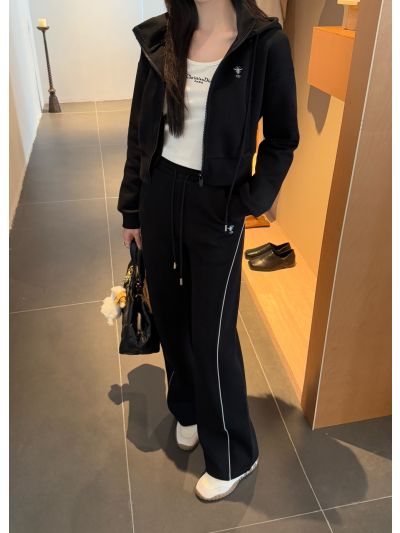 Dior Hooded Contrast-Trim Set in Black
