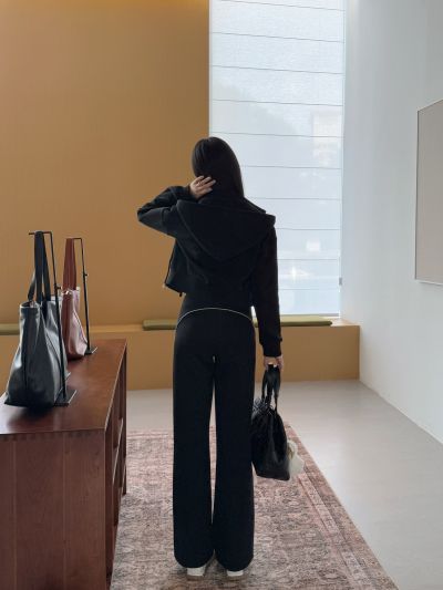 Dior Hooded Contrast-Trim Set in Black